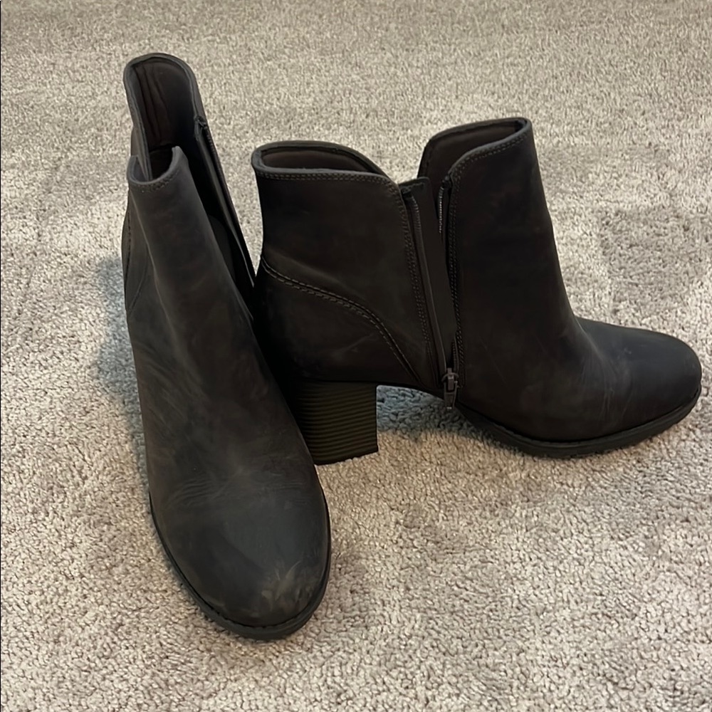 Clarks Black Ankle Boots with Chunky Heel